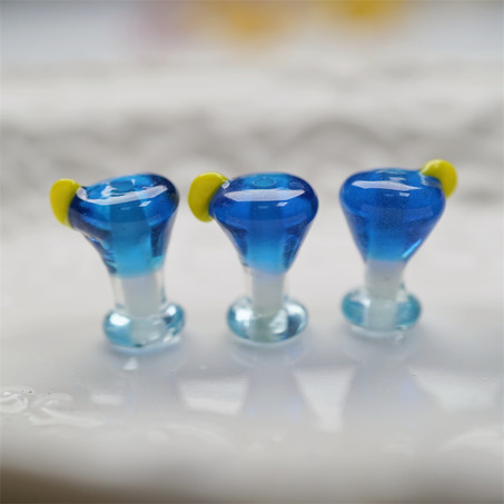 蓝色夏威夷~手造直孔立体鸡尾酒喫茶店趣味日本进口灯工玻璃琉璃珠 尺寸约12X17MM-2