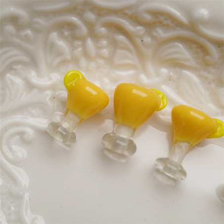 橙花帕洛玛~手造直孔立体鸡尾酒喫茶店趣味日本进口灯工玻璃琉璃珠 尺寸约12X17MM-1