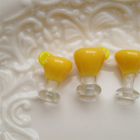 橙花帕洛玛~手造直孔立体鸡尾酒喫茶店趣味日本进口灯工玻璃琉璃珠 尺寸约12X17MM