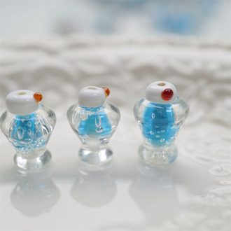 昭和风碳酸苏打~手造直孔立体苏打汽水甜品杯喫茶店趣味日本进口灯工玻璃琉璃珠 尺寸约14X20MM