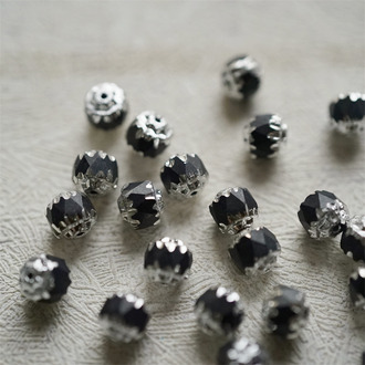 经典黑银配色~高级切面古董风格珠捷克珠玻璃琉璃珠 6MM