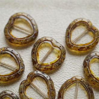 经典透明毕加索切面色~可爱桃心蕾丝花边2号做旧款爱心捷克珠玻璃琉璃珠 18X18MM