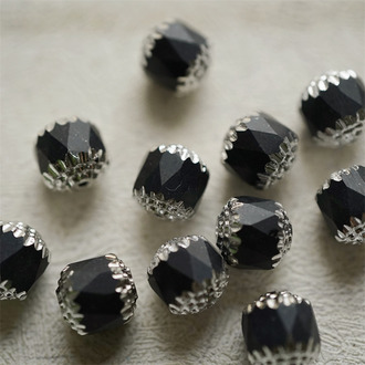经典黑银配色~高级切面古董风格珠捷克珠玻璃琉璃珠 10MM