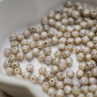 复古水染米灰毕加索色~迷你南瓜珠捷克珠玻璃琉璃珠 4MM