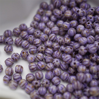 复古水染斑驳紫毕加索色~迷你南瓜珠捷克珠玻璃琉璃珠 4MM
