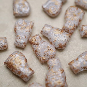 白玉白洒玫瑰金银~猫咪可爱捷克珠玻璃琉璃珠 17X11MM