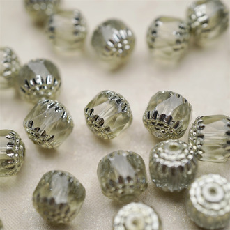 透明灰调金属银色~高级切面古董风格珠捷克珠玻璃琉璃珠 10MM