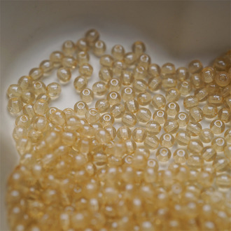 浅浅透感光泽香槟色~迷你圆珠捷克珠玻璃琉璃珠 3MM