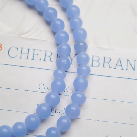 十枚入！低饱和度雾霾婴儿蓝配色手造绝美圆珠~日本进口中古古董灯工玻璃琉璃珠