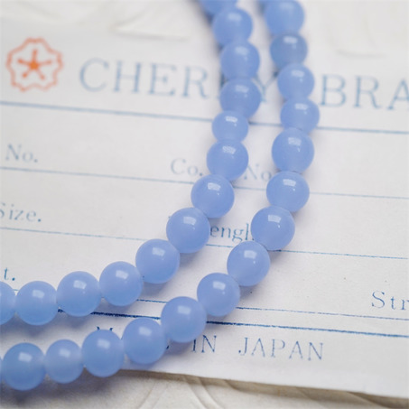 十枚入！低饱和度雾霾婴儿蓝配色手造绝美圆珠~日本进口中古古董灯工玻璃琉璃珠-2