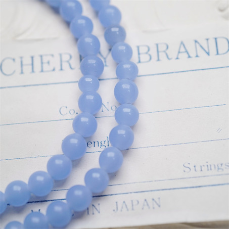 十枚入！低饱和度雾霾婴儿蓝配色手造绝美圆珠~日本进口中古古董灯工玻璃琉璃珠-4
