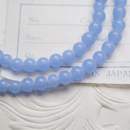 十枚入！低饱和度雾霾婴儿蓝配色手造绝美圆珠~日本进口中古古董灯工玻璃琉璃珠-5
