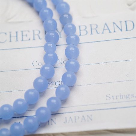 十枚入！低饱和度雾霾婴儿蓝配色手造绝美圆珠~日本进口中古古董灯工玻璃琉璃珠-7
