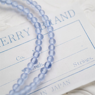 十枚入！透感浅浅蓝色配色手造绝美圆珠~日本进口中古古董灯工玻璃琉璃珠