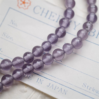 十枚入！藕荷透紫色配色手造绝美圆珠~日本进口中古古董灯工玻璃琉璃珠