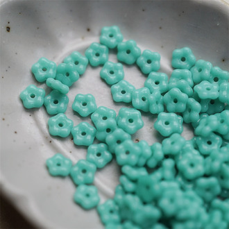 纯色松石绿~百搭勿忘我小花隔珠捷克玻璃珠琉璃 5mm
