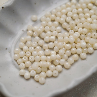 光泽感奶酪米色~迷你圆珠捷克珠玻璃琉璃珠 3MM