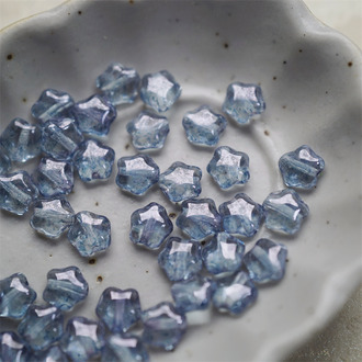 透感斑驳水光蓝色~迷你星星捷克珠琉璃五角星玻璃 6MM