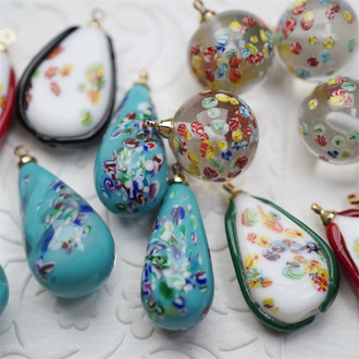 日本樱桃牌进口孤品吊坠古董珠合集【3】琉璃珠中古灯工玻璃珠材料