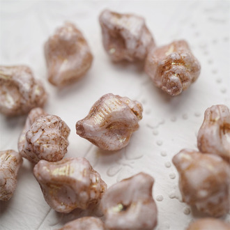 玫瑰斑驳光泽粉~海螺海洋生物贝壳类捷克珠玻璃琉璃珠 15X12MM