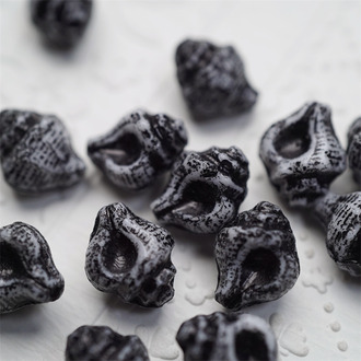 做旧水墨黑白~海螺海洋生物贝壳类捷克珠玻璃琉璃珠 15X12MM