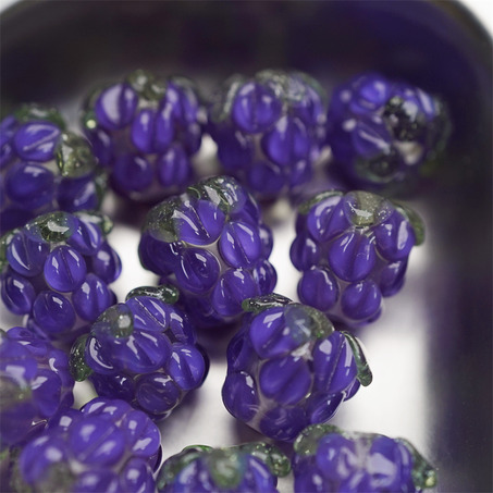 透感紫色果子紫莓果~手造可爱小树莓莓果直孔日本进口灯工玻璃琉璃珠 尺寸约13X12MM-1