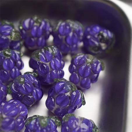 透感紫色果子紫莓果~手造可爱小树莓莓果直孔日本进口灯工玻璃琉璃珠 尺寸约13X12MM-2