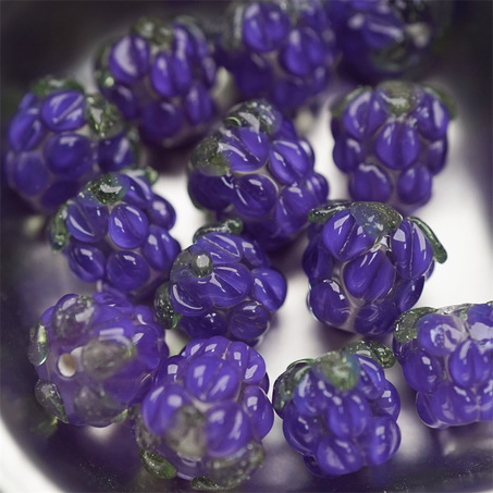 透感紫色果子紫莓果~手造可爱小树莓莓果直孔日本进口灯工玻璃琉璃珠 尺寸约13X12MM-3