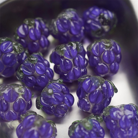 透感紫色果子紫莓果~手造可爱小树莓莓果直孔日本进口灯工玻璃琉璃珠 尺寸约13X12MM-5