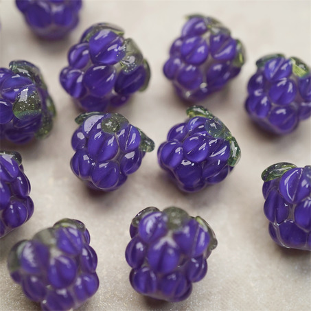 透感紫色果子紫莓果~手造可爱小树莓莓果直孔日本进口灯工玻璃琉璃珠 尺寸约13X12MM-7