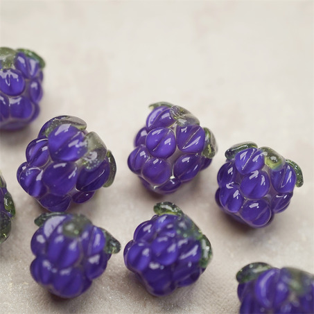 透感紫色果子紫莓果~手造可爱小树莓莓果直孔日本进口灯工玻璃琉璃珠 尺寸约13X12MM-8