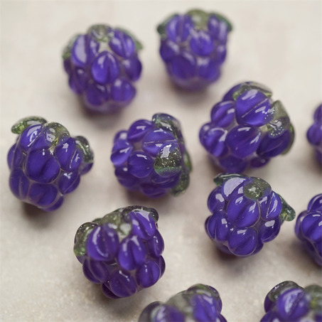 透感紫色果子紫莓果~手造可爱小树莓莓果直孔日本进口灯工玻璃琉璃珠 尺寸约13X12MM-9
