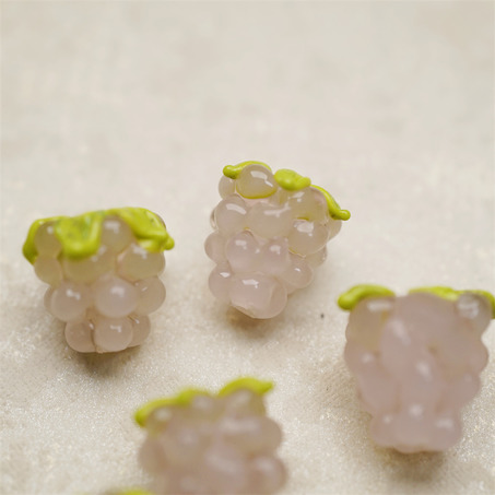 奶乖粉色系~手造可爱葡萄莓果直孔日本进口灯工玻璃琉璃珠 尺寸14X13MM-3