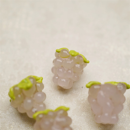 奶乖粉色系~手造可爱葡萄莓果直孔日本进口灯工玻璃琉璃珠 尺寸14X13MM-4