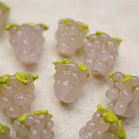 奶乖粉色系~手造可爱葡萄莓果直孔日本进口灯工玻璃琉璃珠 尺寸14X13MM-6