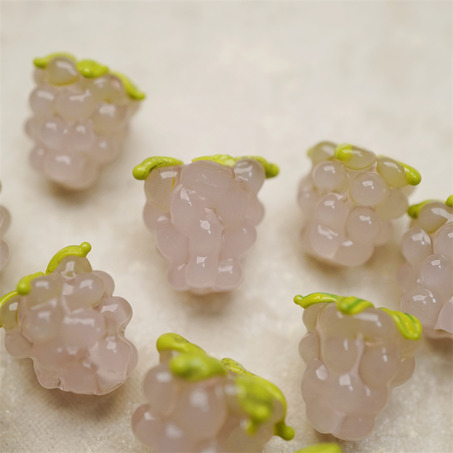 奶乖粉色系~手造可爱葡萄莓果直孔日本进口灯工玻璃琉璃珠 尺寸14X13MM-9