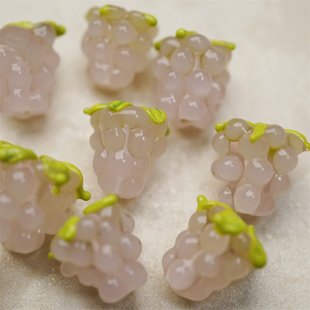 奶乖粉色系~手造可爱葡萄莓果直孔日本进口灯工玻璃琉璃珠 尺寸14X13MM-8