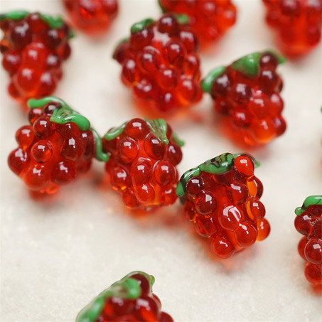 透色宝石红~手造可爱葡萄莓果直孔日本进口灯工玻璃琉璃珠 尺寸14X13MM-1