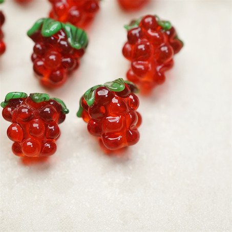 透色宝石红~手造可爱葡萄莓果直孔日本进口灯工玻璃琉璃珠 尺寸14X13MM-2