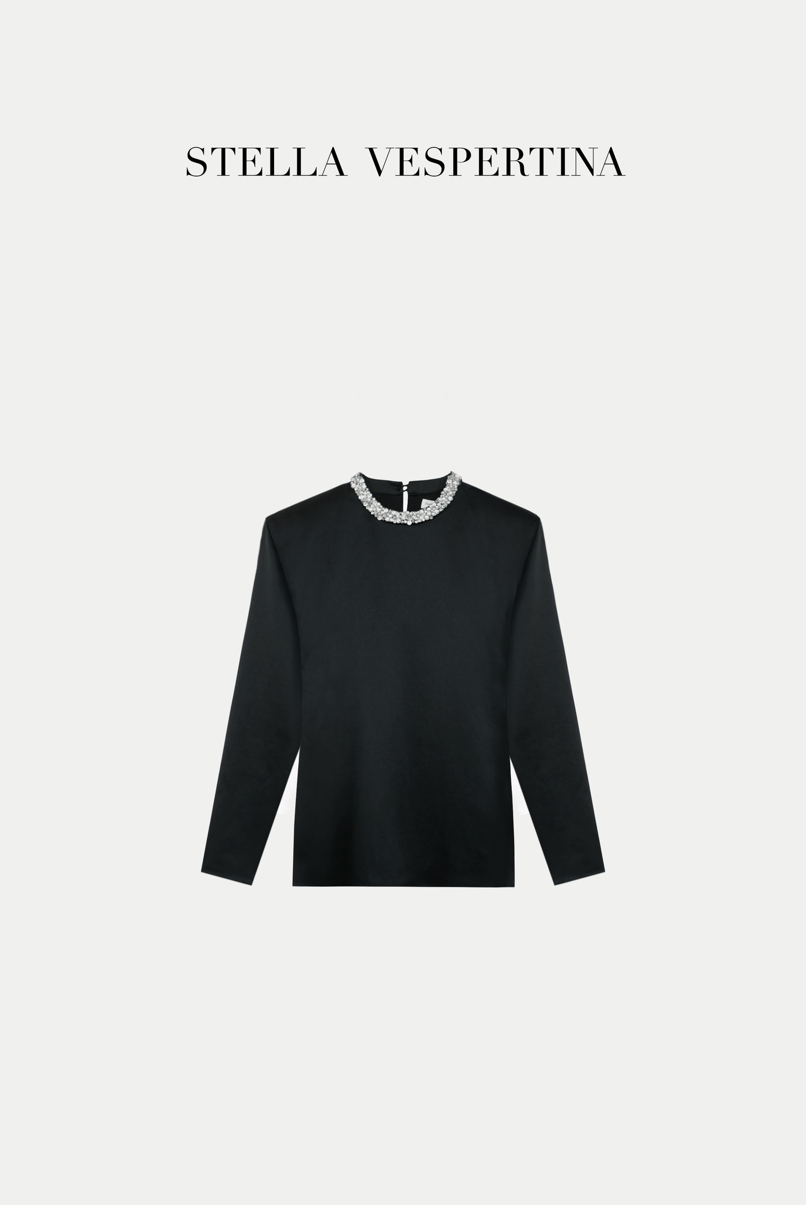 晶饰真丝垫肩上衣-1