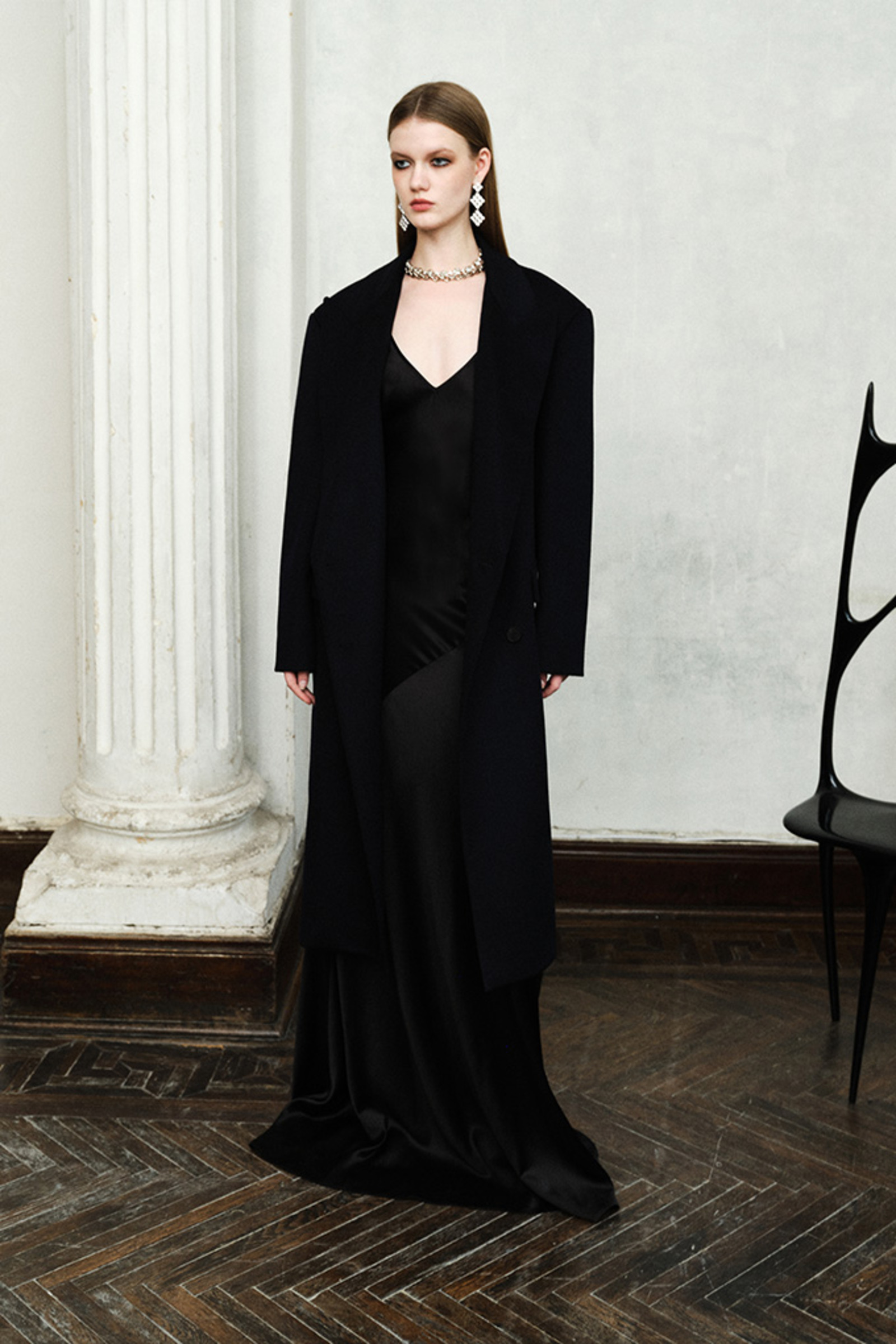 真丝V领吊带连衣裙-3