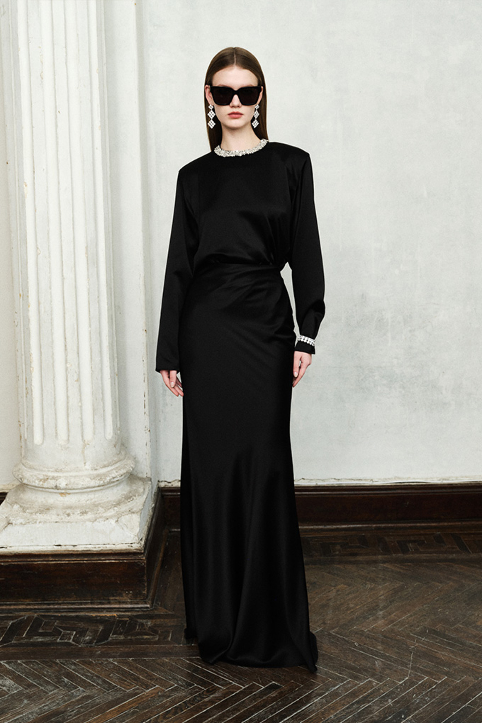 晶饰真丝垫肩上衣-2