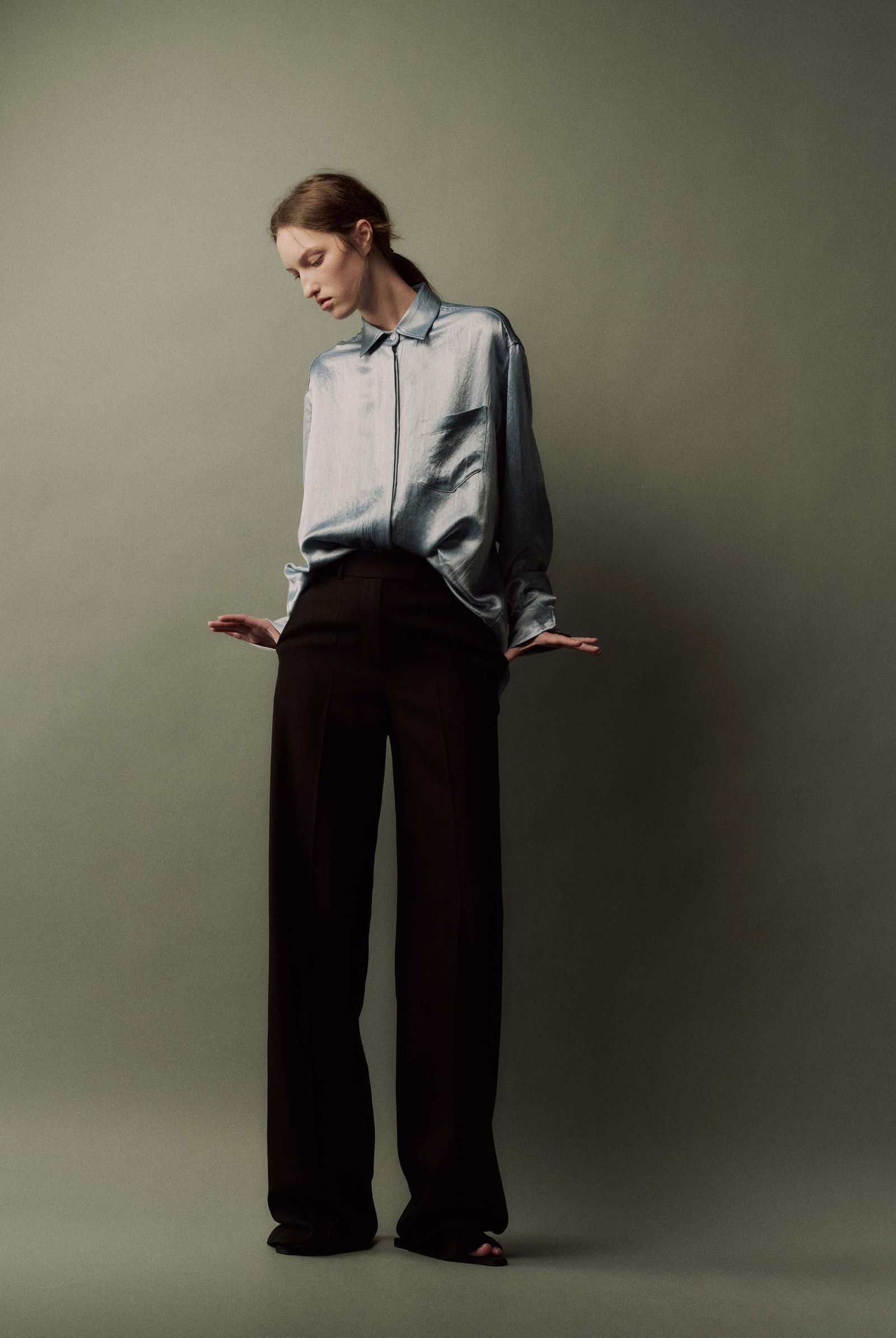 Boyfriend缎面衬衫-3