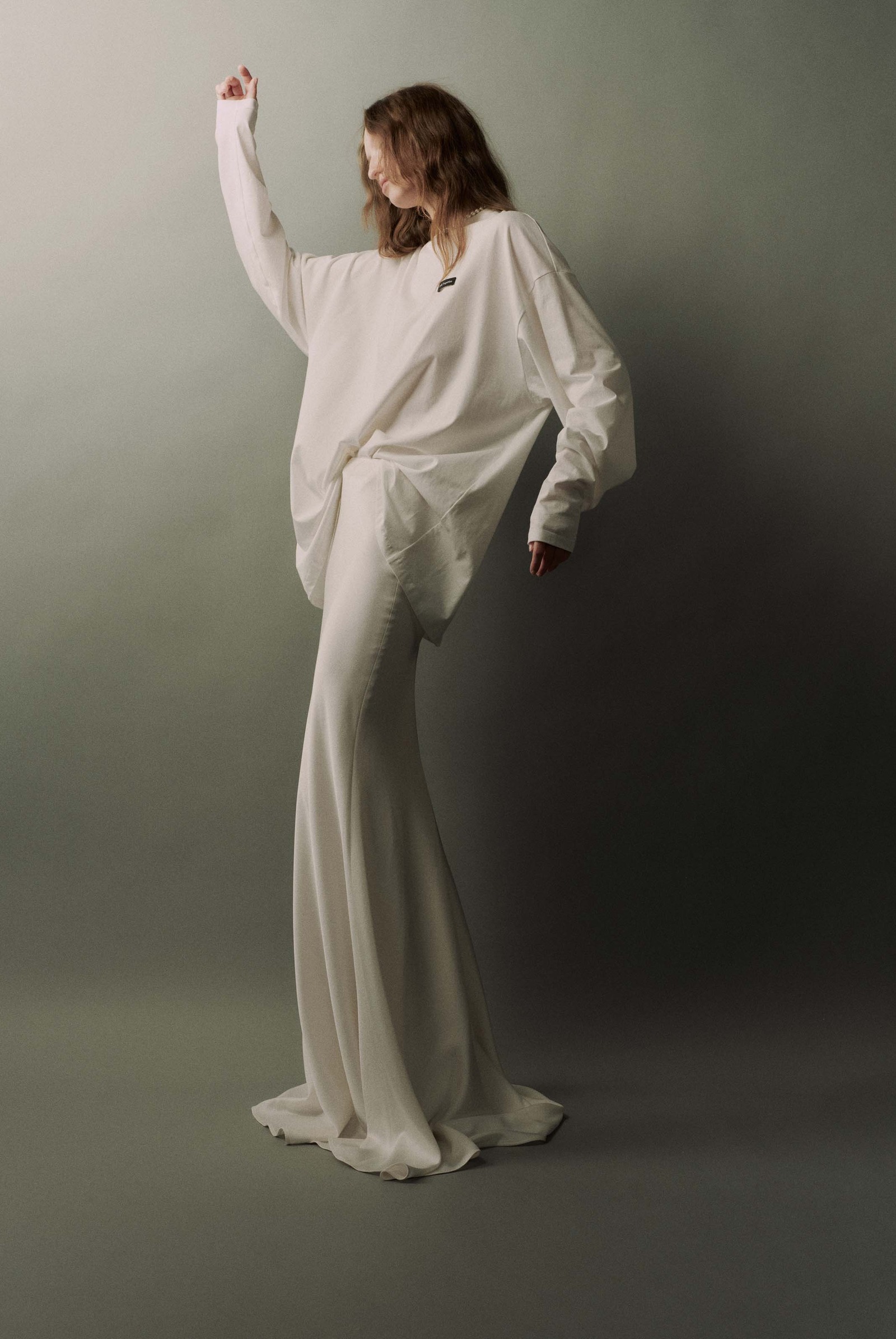 大廓形长袖棉质T恤