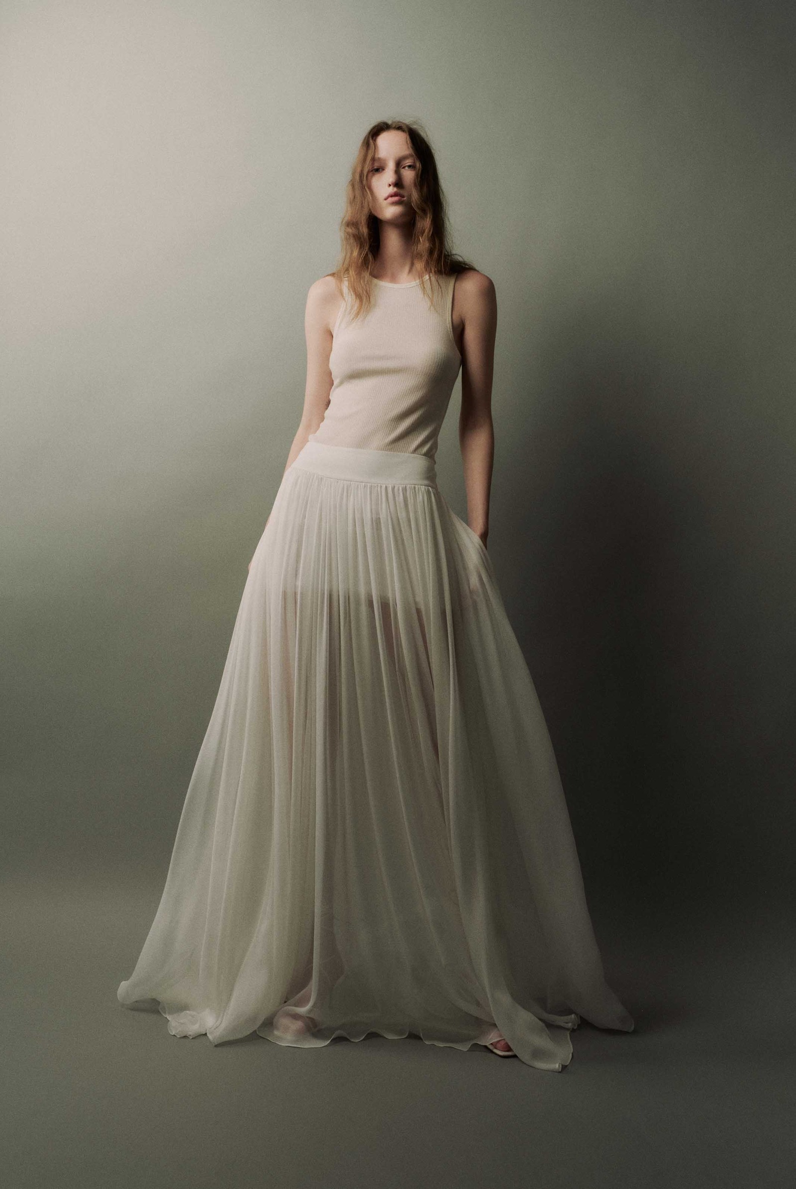 真丝雪纺长款半裙