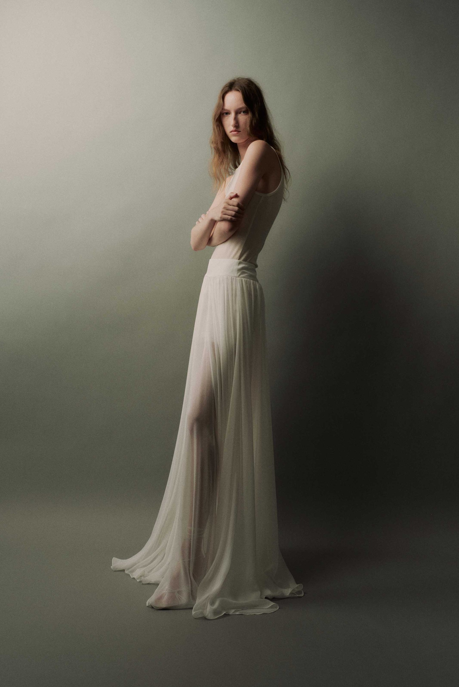 真丝雪纺长款半裙-3