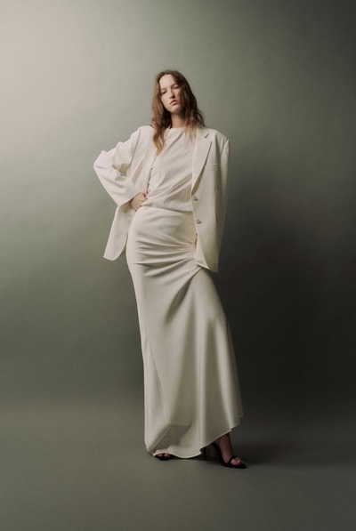 缎面鱼尾长款半裙