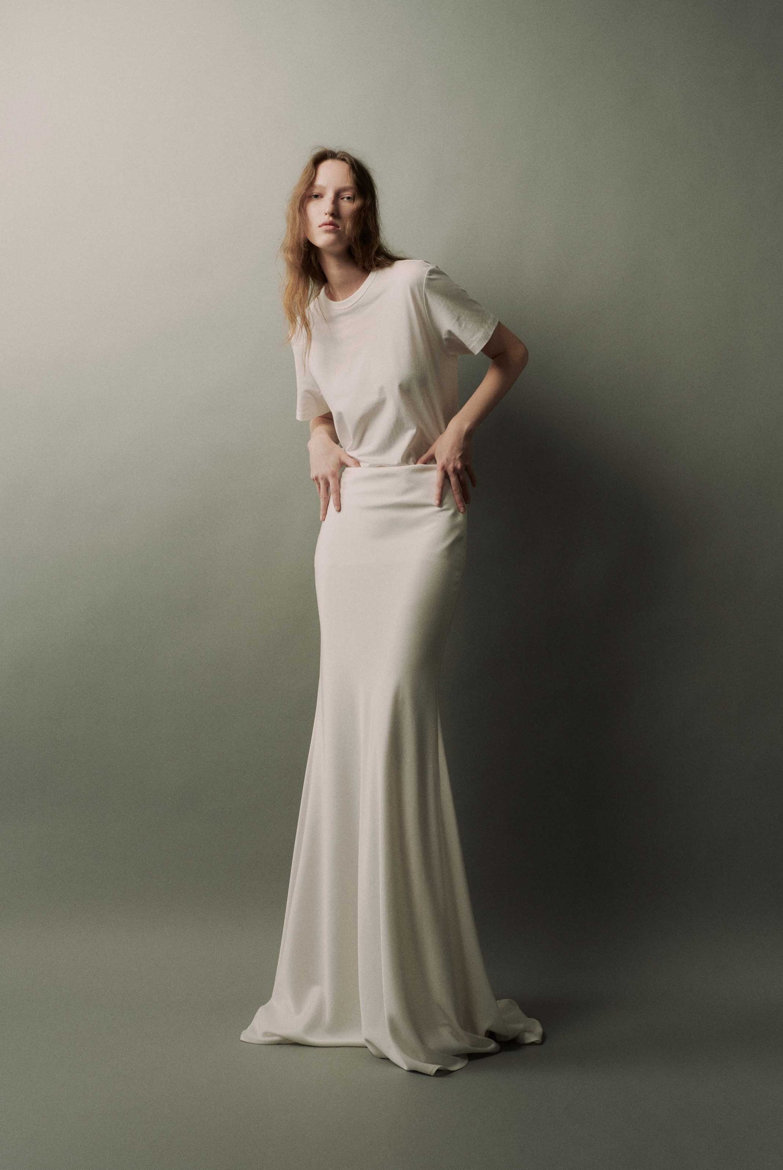 缎面鱼尾长款半裙-4