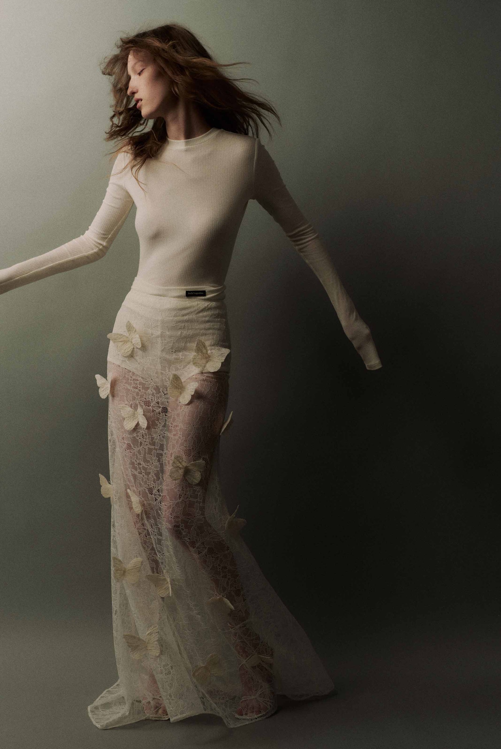 蝴蝶饰蕾丝长款半裙-4