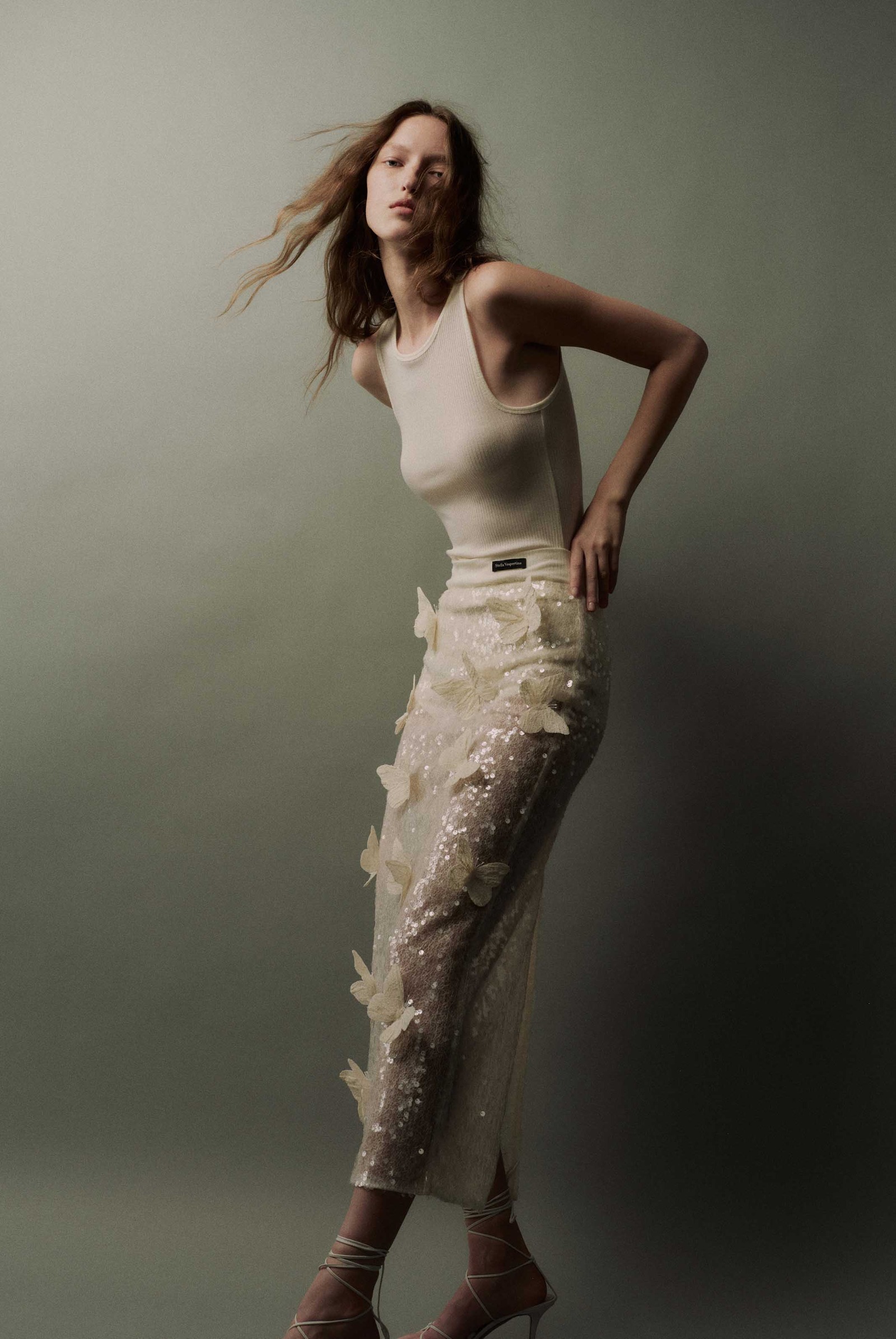 蝴蝶饰珠片蕾丝半裙-2